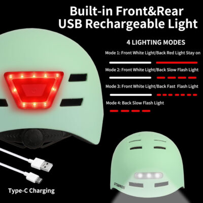 689b4bc992ee9234acad412e7c50aa67bf2c48dd2c3c765fa9fdd.jpg Bike Helmets for Adults - Front and Rear LED Lights Adjustable Bicycle Helmet for Adults Men Women Scooter Helmet for Commuting, Road Biking, Skating, Scooter