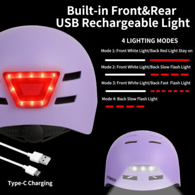 689b4bdd779e5c54181da873ab6f4fa880410c14b49c03bedb36a.jpg Bike Helmets for Adults - Front and Rear LED Lights Adjustable Bicycle Helmet for Adults Men Women Scooter Helmet for Commuting, Road Biking, Skating, Scooter