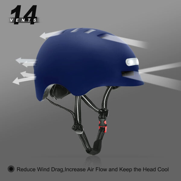 689b4be98d93466e0d7f5e806a35c93521291f7b94c1ac8ff53f5.jpg Bike Helmets for Adults - Front and Rear LED Lights Adjustable Bicycle Helmet for Adults Men Women Scooter Helmet for Commuting, Road Biking, Skating, Scooter