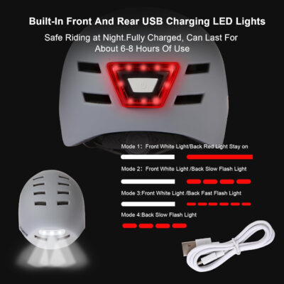 689b4bee518c97950b6a2f4b9a8bcbf20a7b28505569c4a38af55.jpg Bike Helmets for Adults - Front and Rear LED Lights Adjustable Bicycle Helmet for Adults Men Women Scooter Helmet for Commuting, Road Biking, Skating, Scooter