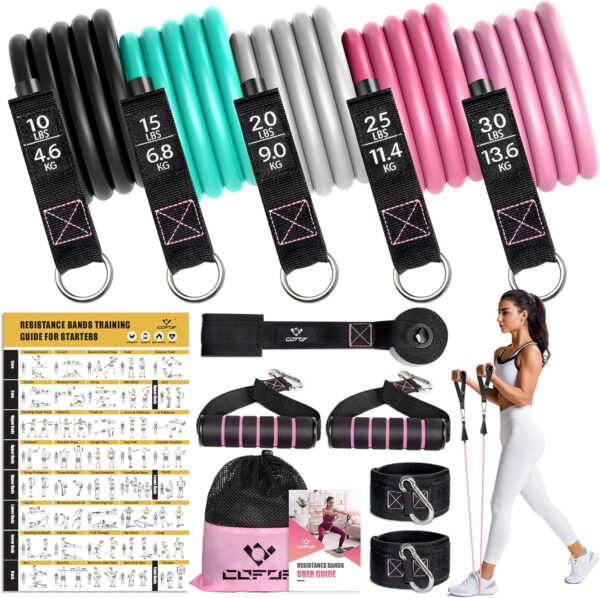 689b4d7ed1111898924ec3049ac05726d6d20af206b680f618331.jpg Resistance Bands with Handles for Women, 5 Level Exercise Bands Workout Bands for Physical Therapy, Yoga, Pilates, Door Anchor, Storage Pouch