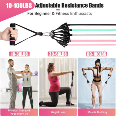 689b4d8054bf6f5719b7557e831255e6dda18533fcee726fc340d.jpg Resistance Bands with Handles for Women, 5 Level Exercise Bands Workout Bands for Physical Therapy, Yoga, Pilates, Door Anchor, Storage Pouch