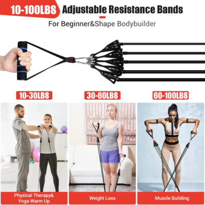 689b4d8b823eb244a8385c140628226db09661a9a758184247bcd.jpg Resistance Bands with Handles for Women, 5 Level Exercise Bands Workout Bands for Physical Therapy, Yoga, Pilates, Door Anchor, Storage Pouch