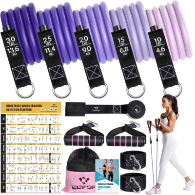 689b4da05e0f0e0f9e41d41775c4d3494a0906745554806008f7b.jpg Resistance Bands with Handles for Women, 5 Level Exercise Bands Workout Bands for Physical Therapy, Yoga, Pilates, Door Anchor, Storage Pouch