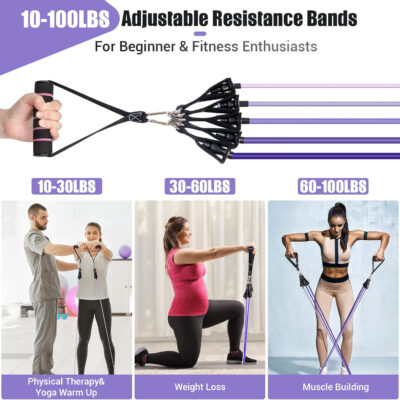 689b4da1d63b0174612935a8d3597231bdabcf60c4a4c37f5295b.jpg Resistance Bands with Handles for Women, 5 Level Exercise Bands Workout Bands for Physical Therapy, Yoga, Pilates, Door Anchor, Storage Pouch