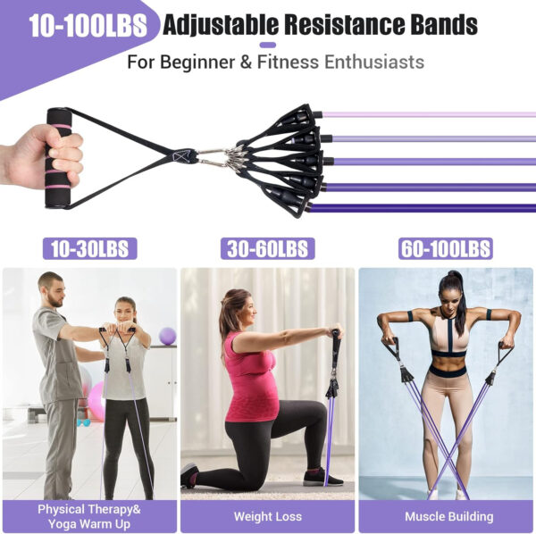 689b4da1d63b0174612935a8d3597231bdabcf60c4a4c37f5295b.jpg Resistance Bands with Handles for Women, 5 Level Exercise Bands Workout Bands for Physical Therapy, Yoga, Pilates, Door Anchor, Storage Pouch
