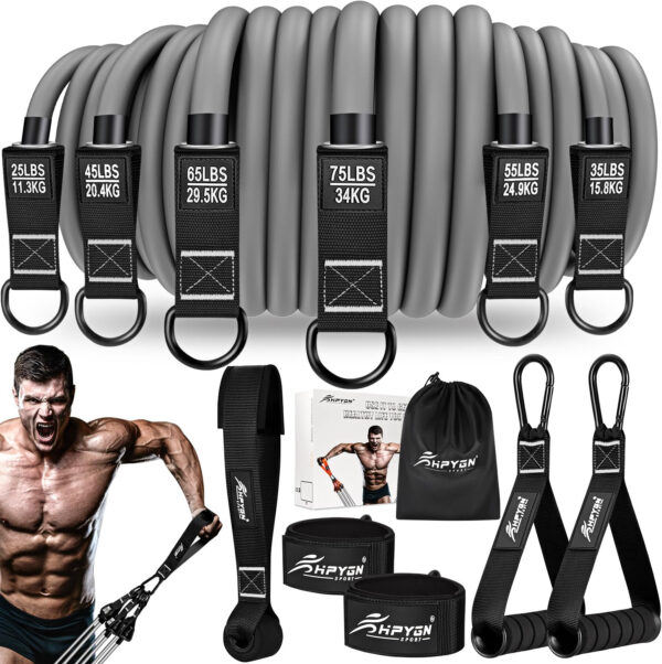 689b4ef48217192ff2e0f756b0a7300e66f236a36fff690b0f23a.jpg HPYGN Resistance Bands, Heavy Exercise Bands with Handles, Fitness Bands for Working Out, Workout Bands for Men, Weight Bands Set for Muscle Training, Strength, Slim, Yoga, Home Gym Equipment