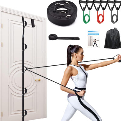 Brebebe Door Anchor Strap for Resistance Bands Exercises, Multi Point Anchor Gym Attachment for Home Fitness, Portable Door Band Resistance Workout Equipment, Easy to Install, Punch-Free, Nail-Free
