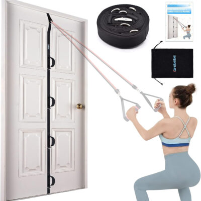 Brebebe Door Anchor Strap for Resistance Bands Exercises, Multi Point Anchor Gym Attachment for Home Fitness, Portable Door Band Resistance Workout Equipment, Easy to Install, Punch-Free, Nail-Free