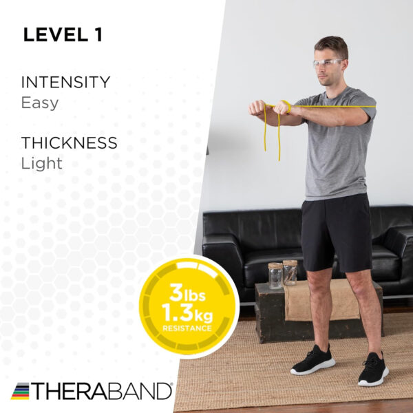 689b4fea68ade6d709c8ed9566bc300d864337b11d3a3a3278f23.jpg THERABAND Resistance Tubes, Professional Latex Elastic Tubing For Upper & Lower Body, Core Exercise, Physical Therapy, Lower Pilates, At-Home Workouts, & Rehab, 25 Foot, Red, Medium, Beginner Level 3