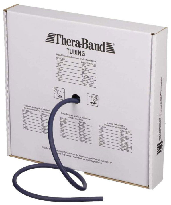 689b4ffac5151803f7946a5a3853f9f5ff65996853aa6e73a190a.jpg THERABAND Resistance Tubes, Professional Latex Elastic Tubing For Upper & Lower Body, Core Exercise, Physical Therapy, Lower Pilates, At-Home Workouts, & Rehab, 25 Foot, Red, Medium, Beginner Level 3