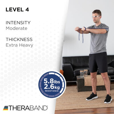 689b4ffc49eb48827b9f95cbb6277af48170ceb918304635437dd.jpg THERABAND Resistance Tubes, Professional Latex Elastic Tubing For Upper & Lower Body, Core Exercise, Physical Therapy, Lower Pilates, At-Home Workouts, & Rehab, 25 Foot, Red, Medium, Beginner Level 3