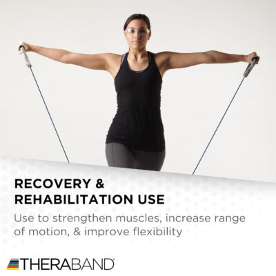 689b5000e3953dbd74efd1663b1b0158d04e38e7b914db8e677b8.jpg THERABAND Resistance Tubes, Professional Latex Elastic Tubing For Upper & Lower Body, Core Exercise, Physical Therapy, Lower Pilates, At-Home Workouts, & Rehab, 25 Foot, Red, Medium, Beginner Level 3