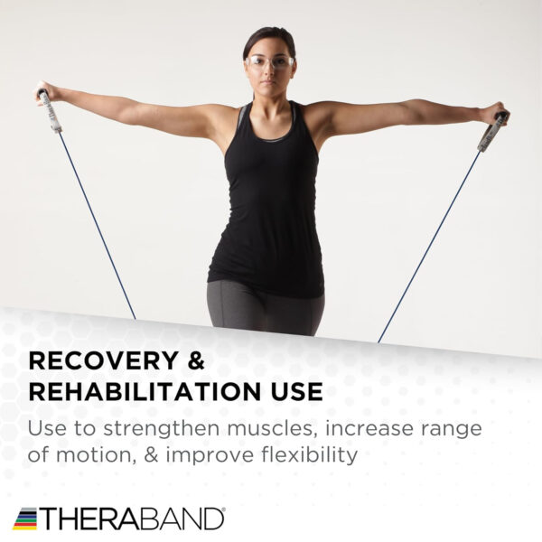 689b5000e3953dbd74efd1663b1b0158d04e38e7b914db8e677b8.jpg THERABAND Resistance Tubes, Professional Latex Elastic Tubing For Upper & Lower Body, Core Exercise, Physical Therapy, Lower Pilates, At-Home Workouts, & Rehab, 25 Foot, Red, Medium, Beginner Level 3