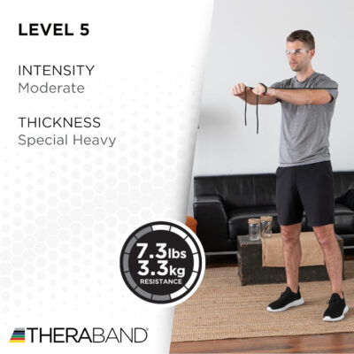 689b5015d55139e12268adb6fc54f799e0363b7f60d6e68b4a5d7.jpg THERABAND Resistance Tubes, Professional Latex Elastic Tubing For Upper & Lower Body, Core Exercise, Physical Therapy, Lower Pilates, At-Home Workouts, & Rehab, 25 Foot, Red, Medium, Beginner Level 3