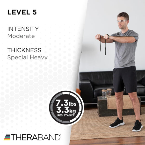 689b5015d55139e12268adb6fc54f799e0363b7f60d6e68b4a5d7.jpg THERABAND Resistance Tubes, Professional Latex Elastic Tubing For Upper & Lower Body, Core Exercise, Physical Therapy, Lower Pilates, At-Home Workouts, & Rehab, 25 Foot, Red, Medium, Beginner Level 3