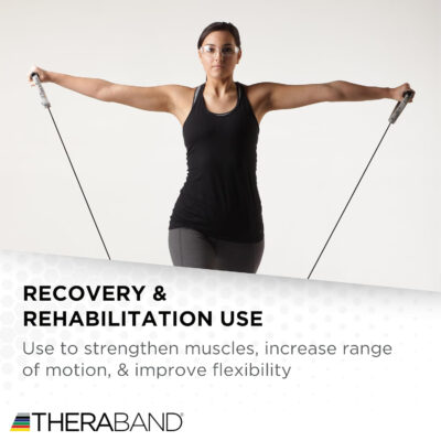 689b501b44feb24f5fe69731e189ccb5bfa6c249be41be9978573.jpg THERABAND Resistance Tubes, Professional Latex Elastic Tubing For Upper & Lower Body, Core Exercise, Physical Therapy, Lower Pilates, At-Home Workouts, & Rehab, 25 Foot, Red, Medium, Beginner Level 3
