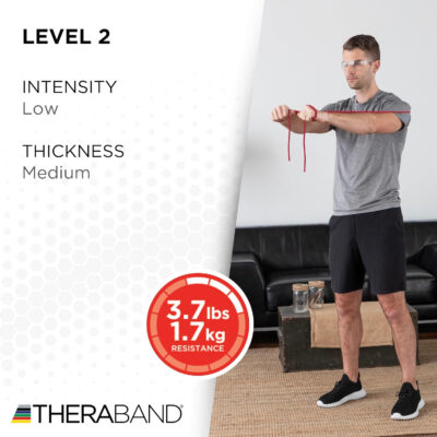 689b501fc1b8238dd5ea33c9bab6855c799f28934b53e195079c5.jpg THERABAND Resistance Tubes, Professional Latex Elastic Tubing For Upper & Lower Body, Core Exercise, Physical Therapy, Lower Pilates, At-Home Workouts, & Rehab, 25 Foot, Red, Medium, Beginner Level 3