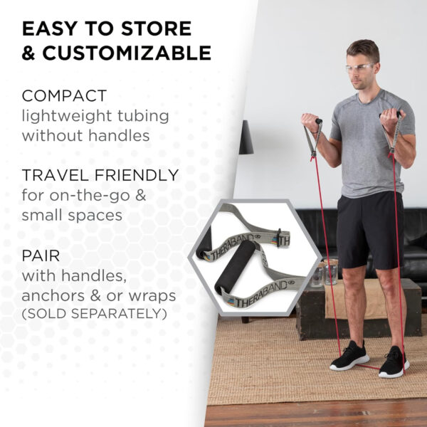 689b5023681a72b5671b6fac8b6978b537a48e04115be2b41e69e.jpg THERABAND Resistance Tubes, Professional Latex Elastic Tubing For Upper & Lower Body, Core Exercise, Physical Therapy, Lower Pilates, At-Home Workouts, & Rehab, 25 Foot, Red, Medium, Beginner Level 3