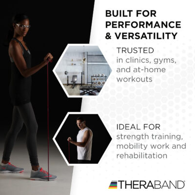 689b5026980b5f56b1c66de3bf66967a3110863ddd4dc0bd9ac63.jpg THERABAND Resistance Tubes, Professional Latex Elastic Tubing For Upper & Lower Body, Core Exercise, Physical Therapy, Lower Pilates, At-Home Workouts, & Rehab, 25 Foot, Red, Medium, Beginner Level 3