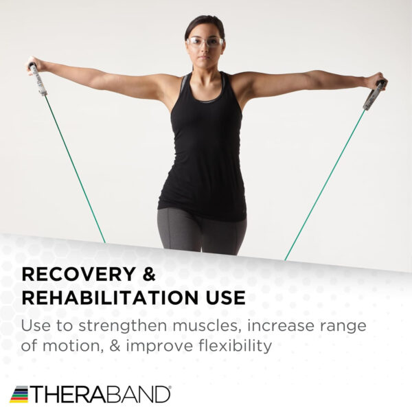 689b5030a4649559c234efbb724b76a6071b8c84180447dfc0bc9.jpg THERABAND Resistance Tubes, Professional Latex Elastic Tubing For Upper & Lower Body, Core Exercise, Physical Therapy, Lower Pilates, At-Home Workouts, & Rehab, 25 Foot, Red, Medium, Beginner Level 3