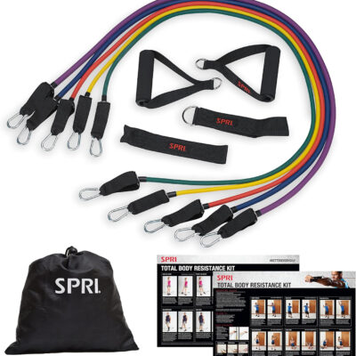689b515f3c1b4bea052e0c4a3399865153b0ef4c0cbdeb777923f.jpg SPRI Resistance Band Kit - Resistance Training Interchangeable Tubes for Full Body Toning - Includes 5 Exercise Bands, Ankle/Wrist Strap with Padded Handles, Door Anchor, Exercise Guide, Carry Bag
