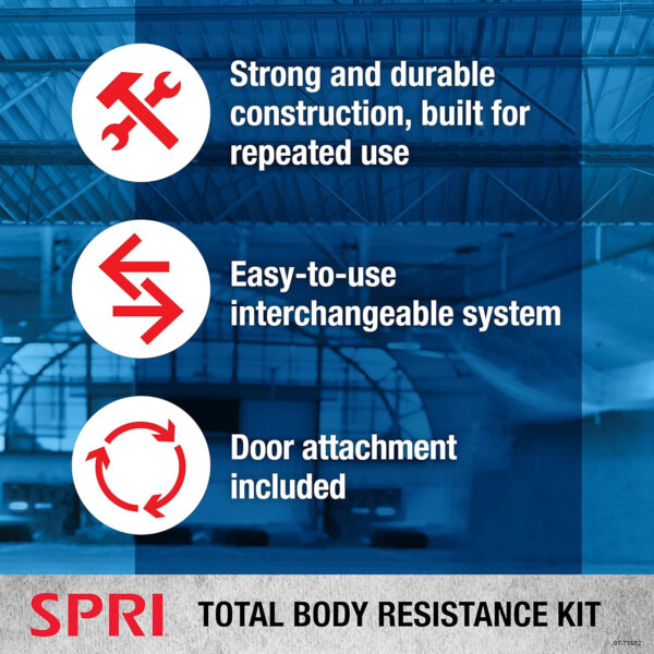 689b51640ce83d0b6494c4edeb04264b103264c8aa19569f22ed3.jpg SPRI Resistance Band Kit - Resistance Training Interchangeable Tubes for Full Body Toning - Includes 5 Exercise Bands, Ankle/Wrist Strap with Padded Handles, Door Anchor, Exercise Guide, Carry Bag