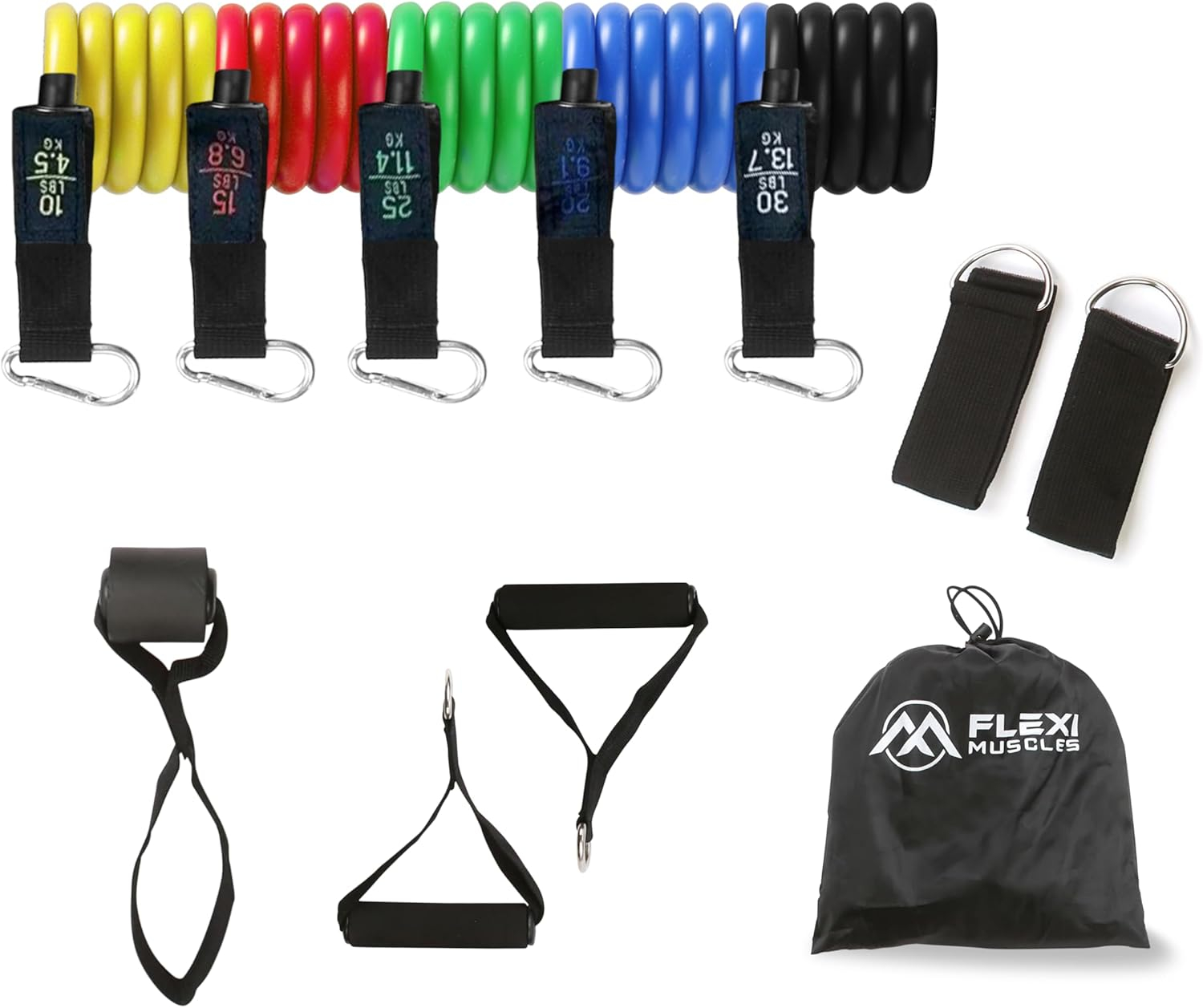 Resistance Bands Sets – Exercise Bands with Handles, Door Anchor, 2 Ankle Straps for Resistance Tubes. Ideal for Home Workouts, Physical Therapy and Yoga and Pilates.