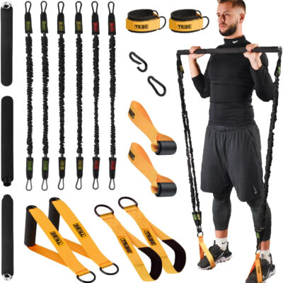 Tube Resistance Bands for Working Out Men and Women - Exercise Bands Resistance Bands Set, Resistance Band Bar, Handles, Ankle Straps, Foot Straps and Door Anchor
