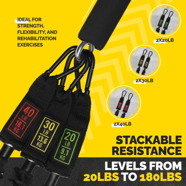 Tube Resistance Bands for Working Out Men and Women - Exercise Bands Resistance Bands Set, Resistance Band Bar, Handles, Ankle Straps, Foot Straps and Door Anchor