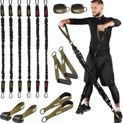 Tube Resistance Bands for Working Out Men and Women - Exercise Bands Resistance Bands Set, Resistance Band Bar, Handles, Ankle Straps, Foot Straps and Door Anchor