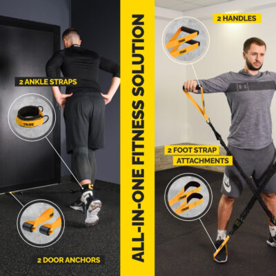 Tube Resistance Bands for Working Out Men and Women - Exercise Bands Resistance Bands Set, Resistance Band Bar, Handles, Ankle Straps, Foot Straps and Door Anchor