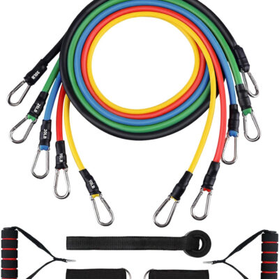 689b53e8e7d0f0474d349e2565dc6f9165ec094c305c33735c3d7.jpg Resistance Bands Set, Workout Bands with Handles, Door Anchor, Ankle Straps and Carry Bag, Exercise Bands for Shape Body and Home Workouts