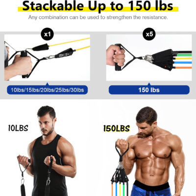 689b5404ba2c1db8d9da28692e4bdffc2af7064fbc1ad7a59a2c6.jpg Resistance Bands Set, Workout Bands with Handles, Door Anchor, Ankle Straps and Carry Bag, Exercise Bands for Shape Body and Home Workouts