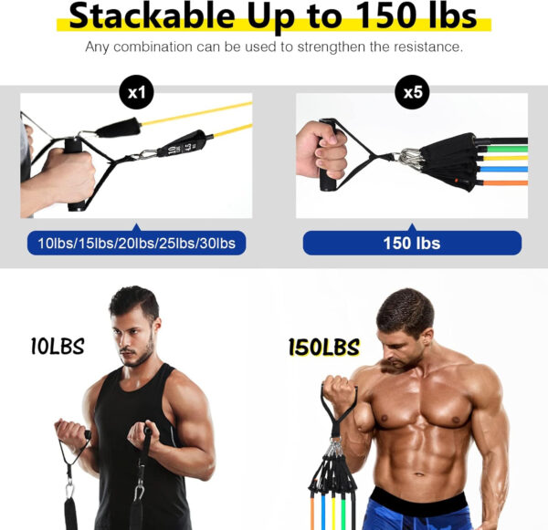 689b5404ba2c1db8d9da28692e4bdffc2af7064fbc1ad7a59a2c6.jpg Resistance Bands Set, Workout Bands with Handles, Door Anchor, Ankle Straps and Carry Bag, Exercise Bands for Shape Body and Home Workouts