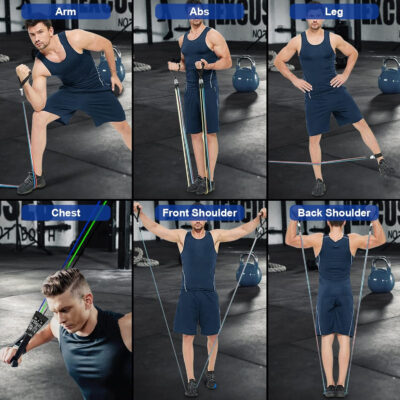 689b5409638158f21062e985c6afa9e10300989c7d883ff6674a1.jpg Resistance Bands Set, Workout Bands with Handles, Door Anchor, Ankle Straps and Carry Bag, Exercise Bands for Shape Body and Home Workouts