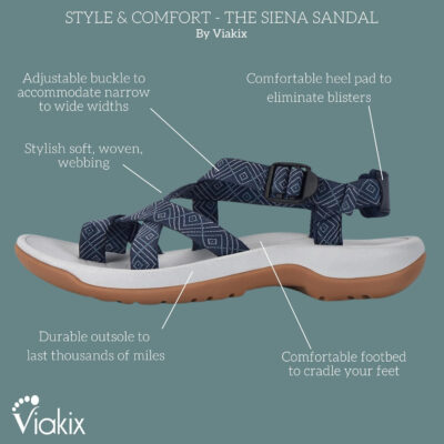 Viakix Womens Walking Sandals: Cute Stylish Comfy Athletic Sport Outdoor Hiking Sandal for Trekking Water Outdoor Beach With Arch Support for Womens Ladies