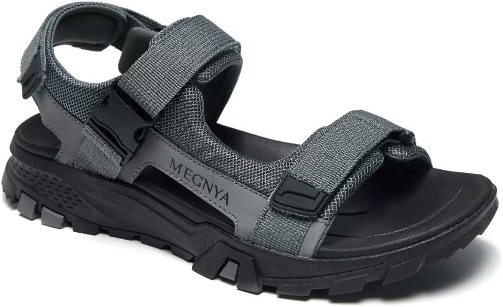 689b5a417981789228432b8d97d32b218ccdf8a9feef539ac6217.jpg MEGNYA Mens Comfortable Walking Sandals, Soft Sports Hiking Sandals with Three Adjustable Hook And Loop Straps, Casual Beach Athletic Sandals for Outdoor Active Camping
