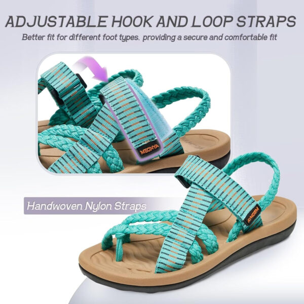 689b5c4fb8178f81b40854e133b3013e0c24dcafeec30f2e852d4.jpg MEGNYA Comfortable Womens Hiking Sandals, Flip Flop Walking Sandals with Arch Support, Athletic Sandals with Hook and Loop Straps for Beach Vacation Adventure