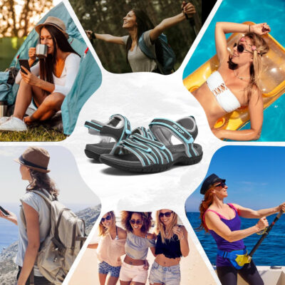 Womens Open Toe Hiking Sandal Women Slip On Sport Walking Sandal Straps with Arch Support Beach Vacation Casual Camping
