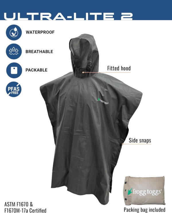 689b65e2134ec6964a691bc398e828f1d3832347ff2b687883998.jpg FROGG TOGGS Ultra-lite2 Waterproof, Breathable Rain Poncho, Adult and Youth Sizes
