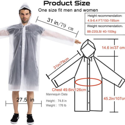 689b664b255d4ed0a44b9febe2dcfbcc23c4635c4eb1285054a4b.jpg Rain Coats (2 Pack) - Reusable EVA Rain Ponchos for Adults Rain Jackets Raincoats for Men Women