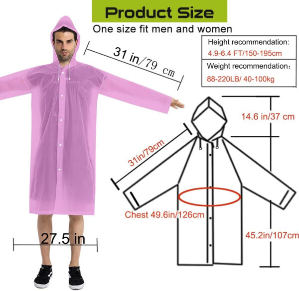 689b665a6fd56448ccd9d3686f96e81136b1e03147c8d51da2c4a.jpg Rain Coats (2 Pack) - Reusable EVA Rain Ponchos for Adults Rain Jackets Raincoats for Men Women