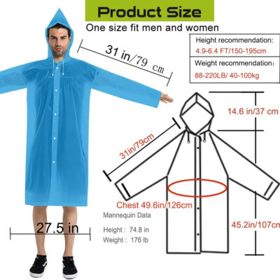 689b66603bfad999a83a63824065a54a956db68a84fa1582a43f7.jpg Rain Coats (2 Pack) - Reusable EVA Rain Ponchos for Adults Rain Jackets Raincoats for Men Women