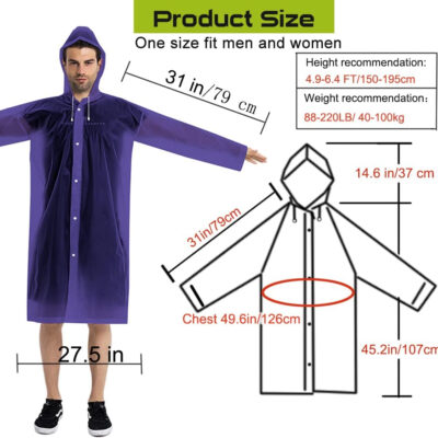 689b6666636e6533266568e5f0b72f01f5132f7192f05444e65b7.jpg Rain Coats (2 Pack) - Reusable EVA Rain Ponchos for Adults Rain Jackets Raincoats for Men Women