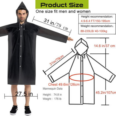 689b667a6405f54ecaf5231df239600e06fb848c64f4448513871.jpg Rain Coats (2 Pack) - Reusable EVA Rain Ponchos for Adults Rain Jackets Raincoats for Men Women