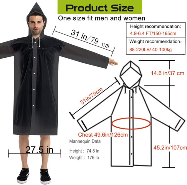 689b667a6405f54ecaf5231df239600e06fb848c64f4448513871.jpg Rain Coats (2 Pack) - Reusable EVA Rain Ponchos for Adults Rain Jackets Raincoats for Men Women
