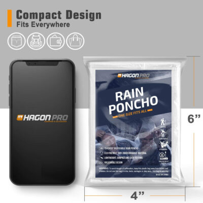 Hagon PRO Disposable Rain Ponchos for Adults (5 Pack)