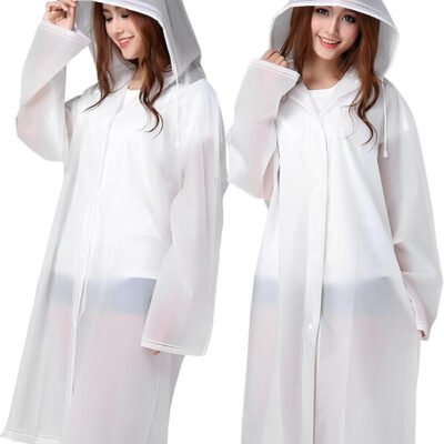 Cosowe Rain Ponchos for Adults Reusable, 2 Pcs Raincoats Emergency for Women Men with Hood and Drawstring