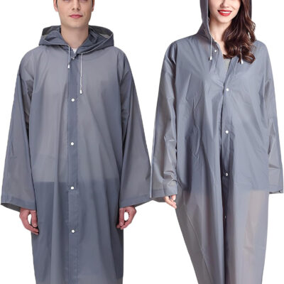 Cosowe Rain Ponchos for Adults Reusable, 2 Pcs Raincoats Emergency for Women Men with Hood and Drawstring